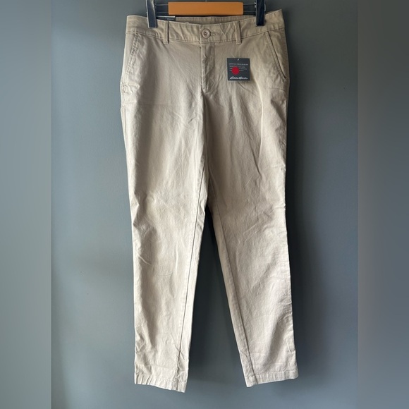 NWT Eddie Bauer, size 2, cargo utility tan pants, boyfriend slim - Picture 1 of 8
